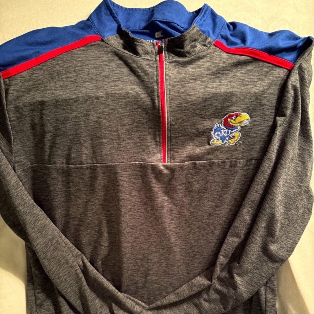 Jayhawks KU 1/4 Zip Pullover Size XXL- Brand Colosseum